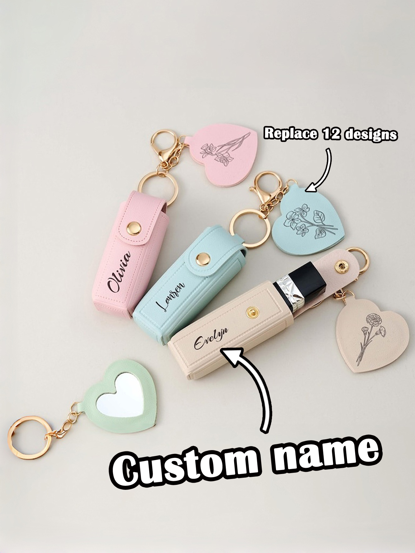 Personalized Lipstick Organizer Keychain